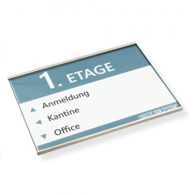 Tuerschild Vitrum G aus Glas und Edelstahl DIN A5